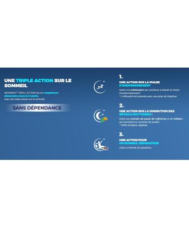 Novanuit Triple Action Melatonin + Herbal Extracts - Large Format - 4 Months Treatment - Pack of 2 Boxes of 60 Tablets - Buy Online on GoSupps.com
