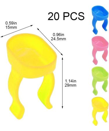 Dental Mixing Bowl Finger Ring 20pcs Dappen Dish Nail Art Palette Mixing Cups Finger Rings for Dentist Manicurist - Buy Online on GoSupps.com