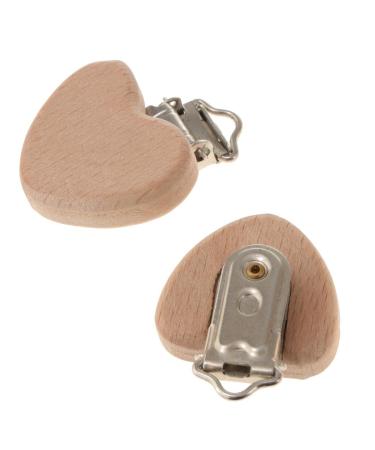 Natural Beech Wood Pacifier Clips - Heart Design | 10 Pack | Eco-Friendly Baby Accessories - Buy Online on GoSupps.com