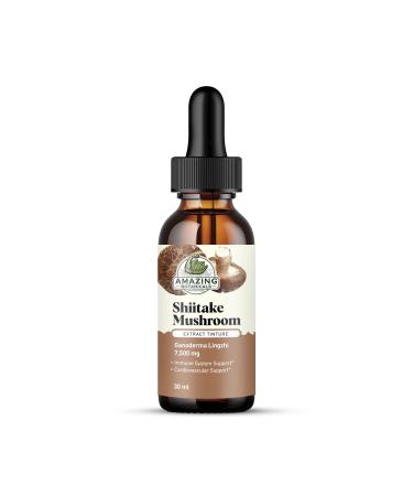 Amazing Botanicals Shiitake Mushroom Extract Tincture - 7 500mg Immune Support Supplement Containing 30% Polysaccharide in Each - Mushroom Complex with Powerful Antioxidant for Overall Wellbeing