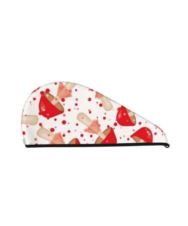 Microfiber Hair Drying Cap Cute Mushroom Hair Towel Cap Soft Absorbent Hair Towel Towel Wrap with Button Quick Dry Fast Drying Hair Capsfor Curly Long & Thick Hair
