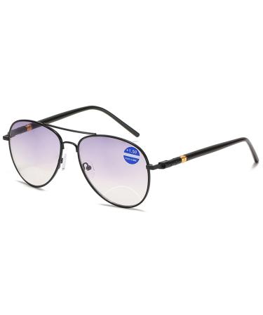 Lanomi bifokale pilot reading glasses blue light filter metal sunglasses with visual strength light gray readers uV protection visual aid reading help men women glasses 1.0 1.5 2.5 3.5 4.0 black 1.0 dioptria