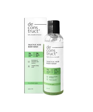 Decon.struct Salicylic Acid Body Wash 1% Salicylic Acid & 2% Glycolic Acid Prevents Acne & Rough Skin Cleanses Deeply 6.8 fl oz