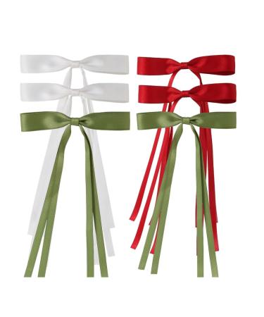 Hair Clip Bow Y2K Style Balletcore Long Bow Flat Clips Balletcore Hairpin Bow Elegant Hair Clip for Bunches D type 6 piece set