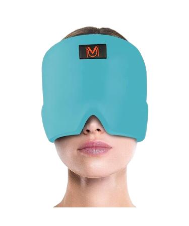 V.O.M. Migraine Ice Head Wrap Headache Relief Hat for Migraine Cap for Tension Puffy Eyes Migraine Relief Cap for Sinus Headache and Stress Relief Cold Compress (Blue)