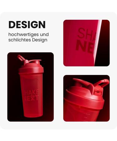 Shakenext 700ml Protein Shaker Bottle with Mixing Ball | Fitness Blender Discounted Leak-Proof Lid Dishwasher-Safe - Red - Buy Online on GoSupps.com