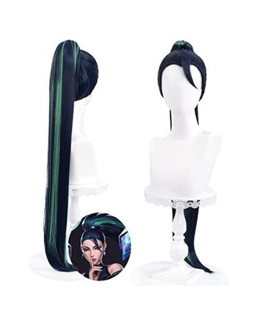 Anime Kaisa Cosplay Wig - Long Straight Black & Green Ponytail | Halloween Costume Party + Free Cap - Buy Online on GoSupps.com