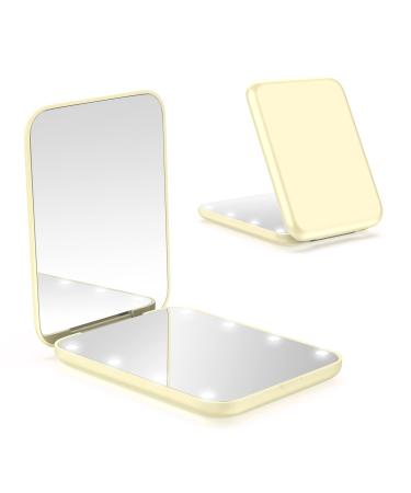 wobsion Compact Mirror Magnifying Mirror with Light 1x/3x Handheld 2-Sided Magnetic Switch Fold Mirror Small Travel Makeup Mirror Pocket Mirror for Handbag Purse Gifts for Girls(Beige) Beige Battery