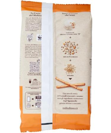 Mulino Bianco Sgranocchi Grissini with 8 Cereals and Sesame with Sustainable Flour 210 g + gourmet Italian pulp 400 g - Buy Online on GoSupps.com