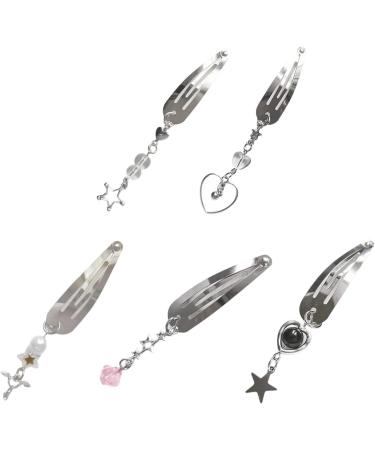 Y2K Snap Hair Clip for Women Hair Barrette Clip for Thick Thin Hair Hollow Star Bead-Silver Barrette Exquisite Hair Clip Heart Hair Barrettes for Women - Buy Online on GoSupps.com