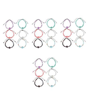 DOITOOL 24 pcs Stretch Handmade Sickness Wrist Chain Motion Airplane Nausea Assorted Glass Travel Decor Bead Knitting Beaded Bracelet Gemstone Crystal Delicate Girl for Adjustable Women Assorted Colorx4pcs 18X1.4CMx4pcs