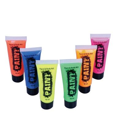 6 PCs uv glow neon face and body painting set uv neon fluorescent painting party halloween cosplay make-up children face painting