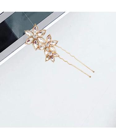 u shaped hairpin U Shaped Flower Hair Accessories wedding hairpin Rhinestone Crystal Headpiece rhinestone hair clip diamond bridal hairpins alloy hairpin flower hairpin bride Hanfu - Buy Online on GoSupps.com