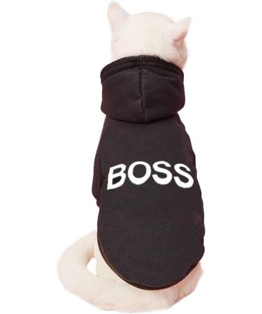 Shop LtuzPet Dog Hoodie - Boss Print Soft Fleece Jacket for Small Dogs | Warm & Stylish Black Outfit - Buy Online on GoSupps.com
