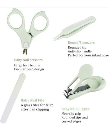 4 in 1 Baby Manicure Kit - Nail Care Set with Clippers, Scissor, File & Tweezer for Baby Boy and Girl (Green) - Buy Online on GoSupps.com