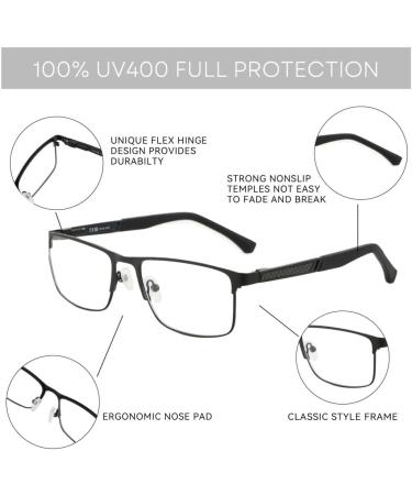 ZENOTTIC Blue Light Reading Glasses for Men | Stylish Square Metal Frame Anti-Glare 2.5x Magnification - Perfect for Computer Use - Buy Online on GoSupps.com