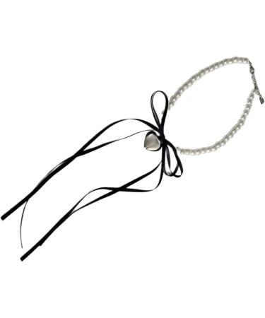 OralGos Heart Shaped Pearl Necklace for Women - Elegant Wedding Party Bow Choker & Imitation Pearl Clavicle Chain in White - Buy Online on GoSupps.com