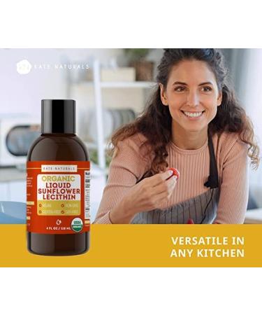 Kate Naturals Organic Sunflower Lecithin Liquid - 4oz | Vegan, Gluten-Free, for Baking, Cooking, and Lactation Support - Buy Online on GoSupps.com