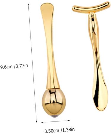 Eye Cream Roller Applicator Set - Golden Face Tool for Skin Care & Massage | 9.6x3.5cm - Buy Online on GoSupps.com