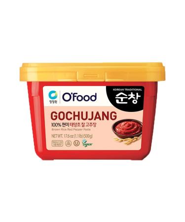 Chung Jung One O'Food Medium Hot Pepper Paste Gold (Gochujang), Chili Paste, Korean Traditional Sunchang Brown Rice Red Pepper Paste, No Corn Syrup 1.1lb, Medium Hot (500g) Gochujang 1.1 Pound (Pack of 1)