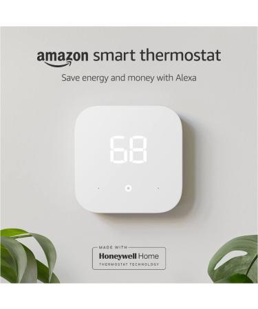 Certified Refurbished Amazon Smart Thermostat  ENERGY STAR certified, DIY install, Works with Alexa  C-wire required Thermostat only