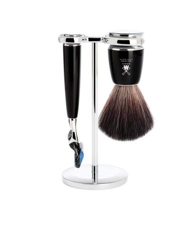 M HLE shaving set - Rytmo series - Black Fibre - compatible with Gillette blades - black precious resin