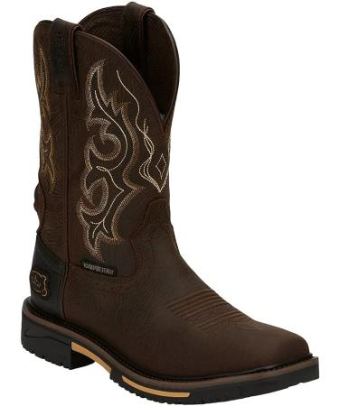 Justin Men's Waterproof Western Work Boot Soft Toe - Distressed Brown - Size 11 - Buy Online on GoSupps.com