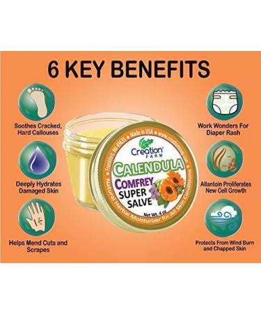 Calendula Comfrey Super Salve 4 oz - Herbal Balm for Eczema & Psoriasis - Made in USA - Buy Online on GoSupps.com