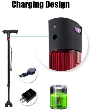 Walking Sticks with LED Lightand Alarm with 3 Non-Slip MP3 Crutch for Men and Women Bathing in Sunlight - Buy Online on GoSupps.com
