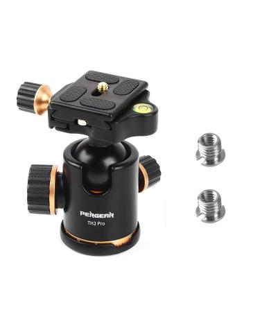 Pergear TH3 Pro DSLR Camera Tripod Ball Head, 8KG/17.6lbs Loading Capacity, 360 Degree Swivel, Metal Build Quality, Fine Tuning Damping, U-Shaped Groove Design for Easy Switching Into Vertical Mode
