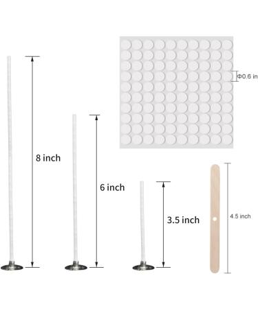 Buluker 300Pcs Smokeless Candle Wicks with Metal Tabs - Pre-Waxed Cotton Core for DIY Pillar Candles | 9cm/3.5in 15cm/6in 20cm/8in - Buy Online on GoSupps.com
