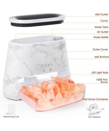 Premium 2-in-1 Aroma Diffuser & Salt Lamp Flame Effect Humidifier for Essential Oils | 150ml Marble Design | International Shipping - Buy Online on GoSupps.com