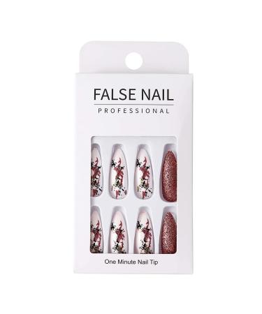 Brishow Sparkle Press-On Ballerina Acrylic Nails - 24 Short Pink Artificial Nails for Women & Girls | Easy Stick-On Design - Buy Online on GoSupps.com