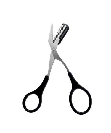 1PCS Black Professional Stainless Steel Eyebrow Grooming Shear Scissors with Plastic Comb(Detachable) Eyebrow Eyelash Hair Removal Shaper Shaping Tool Makeup Beauty Accessories for Men and Women