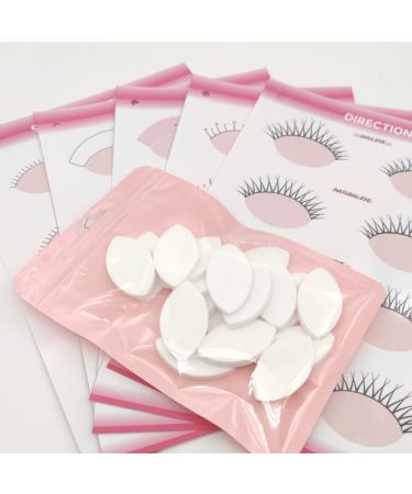Jegapluso 20 pcs Eye Shaped Practice Sponges and 5 Sheets Lash Mapping Exercise Cards for Eyelash Beginners Lash Extension Supplies