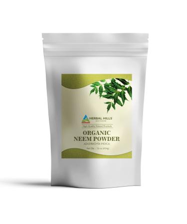 Herbal Hills Organic Neem Powder (Azadirachta Indica) Pure Neem Leaf/Leaves Powder | 16 Oz (454 GMS) | Pack of 1 | Vegan USDA Organic Certified 1 Pound (Pack of 1)
