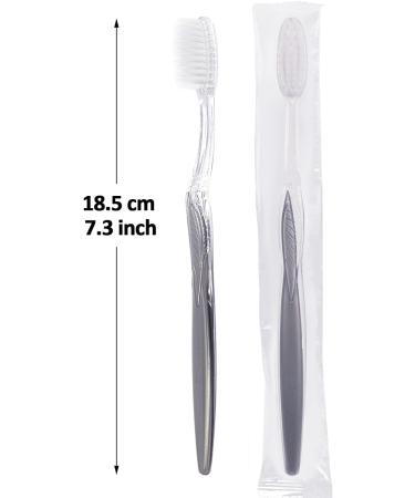 Grey Handle Disposable Toothbrushes - Individually Packaged for Travel, Hotel & Homeless - 50 Pack - Buy Online on GoSupps.com