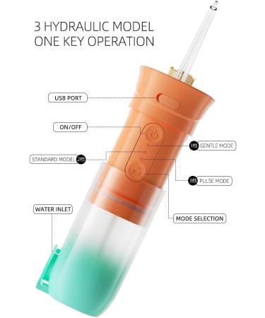Shop Water Dental Flosser for Adults - Portable Rechargeable 3 Modes IPX7 Waterproof - Teeth Cleaning in Orange & Green - Buy Online on GoSupps.com