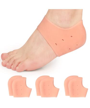 Heel Protectors  3 Pairs Heel Sleeves Pads  Heel Pads Cushion  Heel Support for Relieving Pain from Plantar Fasciitis  Spur  Tendinitis  Cracked  Beige
