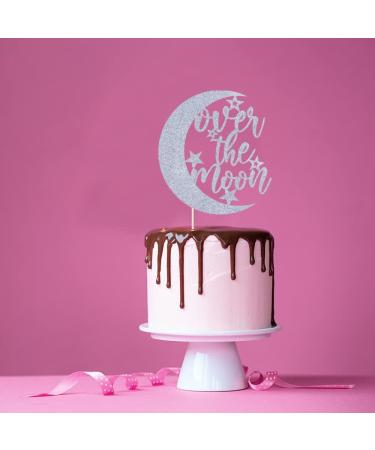 Auteby Over the Moon Cake Topper - First Holy Communion Over the Moon Cake Topper Baby Shower Birthday Party Decorations (Silver) - Buy Online on GoSupps.com