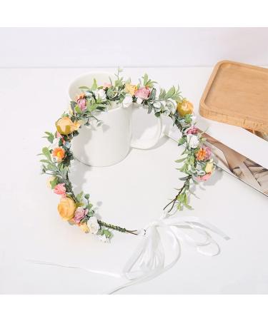 Buy Yellow Flower Crown Headband - Artificial Floral Wreath & Hair Garland for Brides | International Shipping - Buy Online on GoSupps.com