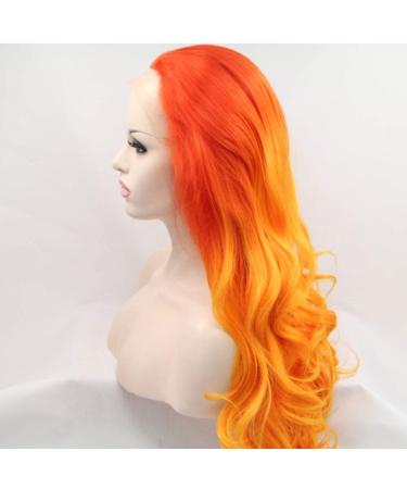 SHIYID Natural Wave Orange Synthetic Lace Front Wig - Long Heat Resistant Fiber Hair for Women | International Shipping - Buy Online on GoSupps.com
