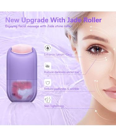 Jade Stone Ice Roller for Face Massage - Beauty Skincare Tool for Lifting, Contouring, and Puffiness Reduction - Gift for Women - Purple Box - Buy Online on GoSupps.com
