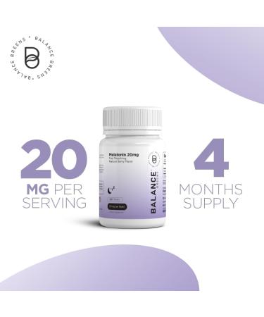 Balance Breens Melatonin 20mg Fast-Dissolve Tablets - Natural Berry Flavor | Non-Habit Forming Sleep Aid for Falling Asleep Faster & Staying Asleep Longer | Non-GMO, Gluten-Free, Vegan - 120 Count - Buy Online on GoSupps.com