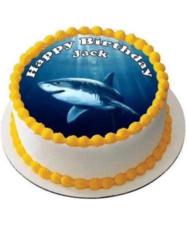 GREAT WHITE SHARK 7.5" PREMIUM Edible RICE PAPER Cake Topper TEXT D1 - Buy Online on GoSupps.com