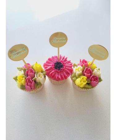 8 Gold Acrylic Ramadan Mubarak Cupcake Discs Ramadan Mubarak Cupcake Toppers Ramadan Mubarak Cake Toppers Ramadan Kareem Cake Toppers Cake Decorations UK.