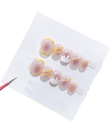 Summer lemon hand wear nail powder blusher halo dye cute short nail patch detachable(XS)