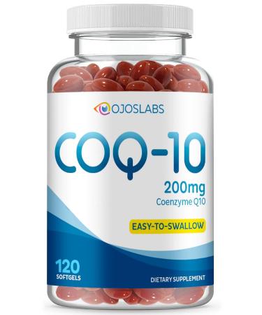OjosLabs CoQ10 200mg - Coenzyme Q10 Dietary Supplement Easy-to-Swallow 120 Softgels