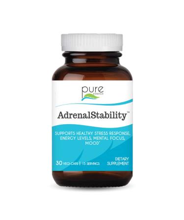 Adrenal Stability by Pure Essence - Adrenal Fatigue Supplement with Ashwagandha, Holy Basil, Supports Healthy Stress Response, Energy, Sleep (30 Caps) 1 Count (Pack of 30)