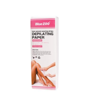 BlueZOO Wax Strips 100 Pack - Professional Salon Non-Woven Waxing Strips for Hair Removal - 7.9 x 2.8 Inches - Pink - Buy Online on GoSupps.com